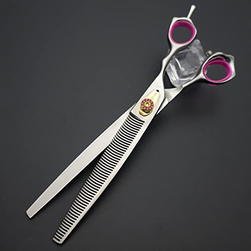 Professional Dog Grooming Shears Set Dogs Straight & thinning & Curved scissors & chunkers Scissorswith comb in 1 Set for Right-handed & Left-handed (8.0 Silvery right-handed) - color: 8.0 Silvery Right-handed