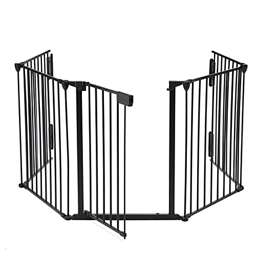 118" Wide Baby Gate Metal Safety Playpen - Fireplace Fence for Toddler/Pet/Dog, Fits 72"- 118" Wide, 5-Panel (30" H, Black) - size: 118" Wide, 5-Panel (30" H)