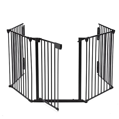 118" Wide Baby Gate Metal Safety Playpen - Fireplace Fence for Toddler/Pet/Dog, Fits 72"- 118" Wide, 5-Panel (30" H, Black) - size: 118" Wide, 5-Panel (30" H)