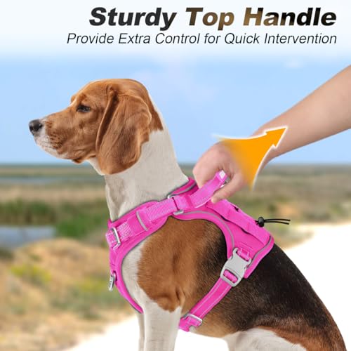 BARKBAY Service Dog Vest Tactical Dog Harness Medium Large Sized Dog No Pull Adjustable Dog Harness Reflective K9 Working Training Easy Control Military Molle System(Pink,M) - color: Pink, size: Medium