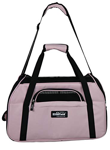 EliteField Soft Pet Carrier (3 Year Warranty, Airline Approved) Soft Sided Dog Puppy Cat Carrier Travel Bag (X-Large: 21" L x 12" W x 13" H, Pink) - color: Pink, size: 21.0"L x 12.0"W x 13.0"H