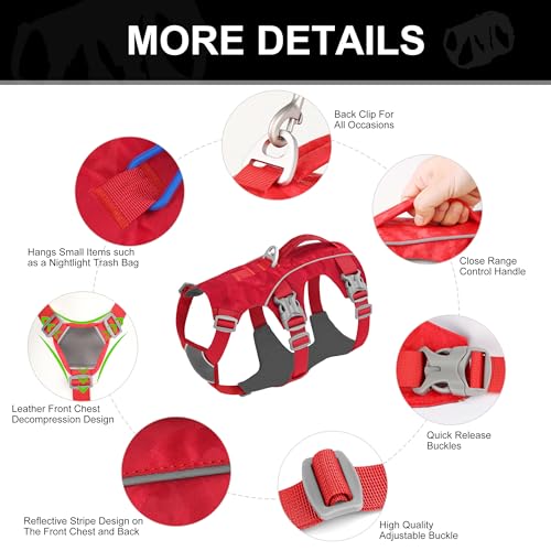 Escape Proof Dog Harness, Lightweight Full Body Pet Vest with Lift Handle and Leash Clip, Reflective Adjustable Small Dog Harness for Daily Walking(Red,Chest:14-22") - color: Red, size: XS: Chest 14-22", Fit 8-12 lbs