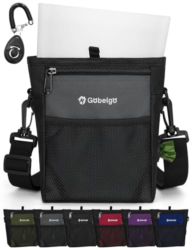 Gobeigo Dog Treat Pouch, Magnetic Closure & Sealable Silicone Bag Insert, 4-Cup Capacity – Belt Clip/Waist Belt/Crossbody Wear, Clicker Included – Great for Pet Training & Walking (Gray) - color: Gray