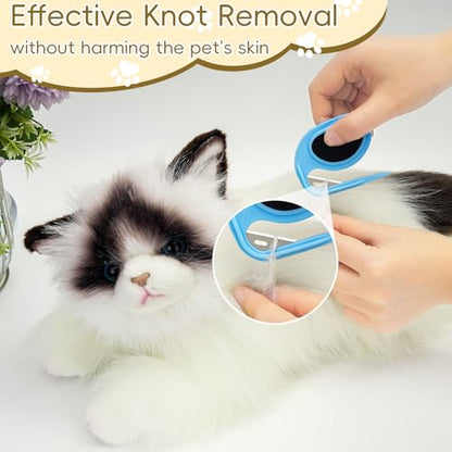 Cat & Dog Grooming Kit - Matted Fur Remover for Cats, Includes 4 Knotting Combs & 1 Pet Grooming Brush, Safe Cat Grooming Comb Set for Detangling - size: Knotting Cut Combs Set