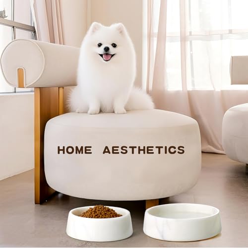 SAMAH White Marble Dog Bowl, Non-Slip Dog Food Water Bowl, Small Weighted Stone Dish, Natural Marble Heavy Pet Bowl, Easy to Clean, Gifts for Cat Lovers, Perfect Cat Dog Gifts, Holds 4 Cups(5 lbs) - color: White, size: S