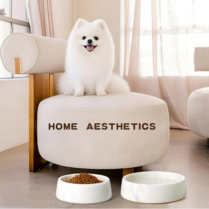 SAMAH White Marble Dog Bowl, Non-Slip Dog Food Water Bowl, Small Weighted Stone Dish, Natural Marble Heavy Pet Bowl, Easy to Clean, Gifts for Cat Lovers, Perfect Cat Dog Gifts, Holds 4 Cups(5 lbs) - color: White, size: S