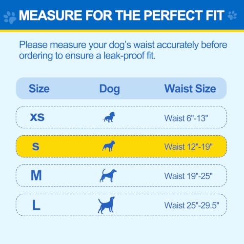 Wowflash 100 Count Male Dog Diapers Disposable, Leakproof Dog Wraps with Wetness Indicator, Breathable Quick-Dry, Secure Fit Doggy Belly Bands for Incontinence, Marking & House Training, Small - size: Small