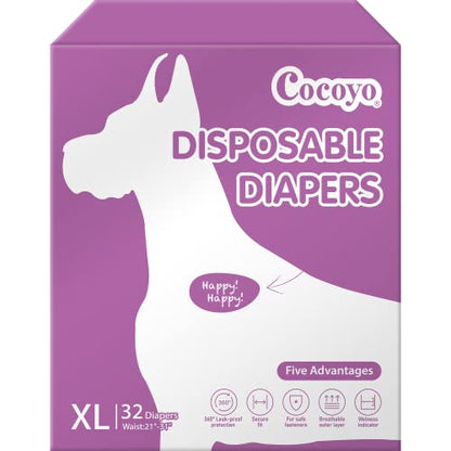 COCOYO Disposable Female Dog Diapers, Super Absorbent, Breathable, Wetness Indicator, X-Large, 32 Count - size: X-Large