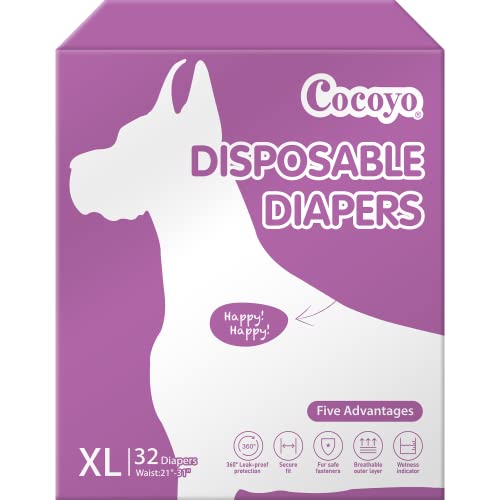 COCOYO Disposable Female Dog Diapers, Super Absorbent, Breathable, Wetness Indicator, X-Large, 32 Count - size: X-Large