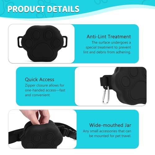 Dog Treat Pouch with Training Clicker and 2 Poop Bags, 1.8 Cup Small Sealable Zipper Silicone Fanny Pack with Waist Belt, Pet Puppy Training & Walking Essentials (Black) - color: Black