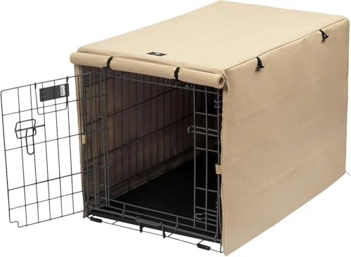 X-ZONE PET Double Door Dog Crate Cover - Polyester Pet Kennel Cover Fits 36 inches Wire Crate, Tan - color: Tan, size: 36.6"L x 23.0"W x 24.8"H