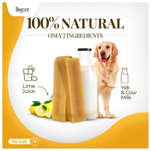 Dogsee Yak Cheese Himalayan Dog Chews 1lb (Medium - 6 Bars), 100% All Natural, 60% Protein, Dog Treats Medium Breed, Yak Chews Long Lasting for Aggressive Chewers, Raw Hide Free - size: Medium (Pack of 6)
