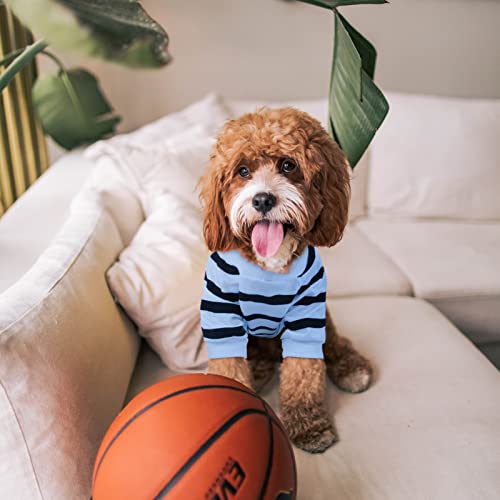 Pet Dog Striped T-Shirt Dogs Cats Cotton Vest Spring Summer Pet Apparel Tee Shirt Suitable for Small and Medium Large Pets French Bulldog Bichon - color: Blue, size: X-Small