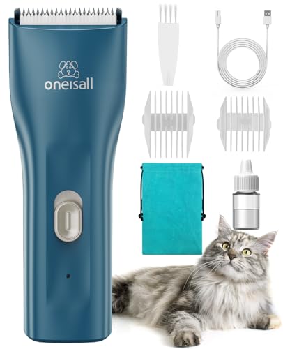 oneisall Pet Clipper for Cat Matted Hair, Pet Shaver for Cats Quiet Pet Clippers Waterproof Cordless Cat Clippers for Matted Long Hair with Storage Bag (Green) - color: Green, size: Standard