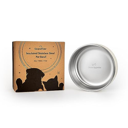 GrandTies Stainless Steel Dog Bowl | Engraved Reusable BPA-Free Insulated Cat & Dog Bowls | Large Heavy Duty Non Skid Spill Proof Bowl | Outdoor Dog Water Bowl (42oz, Midnight Black) - color: Midnight Black, size: 42oz