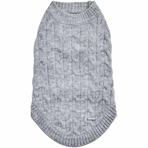 Blueberry Pet Dog Sweater - Classic Fuzzy Knit Pullover, Heather Grey Christmas Style, Small Puppy Clothes, Fleece Sweater Vest, Dog Pajamas & Accessories, 10" Back Length - color: Heather Grey, Crew-neck, size: 10 inch