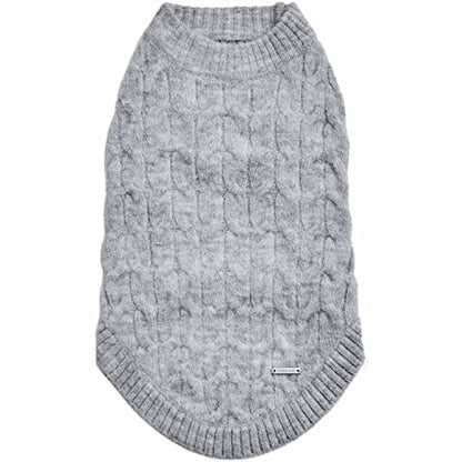 Blueberry Pet Dog Sweater, Christmas Style, Classic Fuzzy Knit Pullover, Heather Grey, 12" Back Length, Small Dog Sweater, Vest, Puppy Clothes,Pajamas,Accessories - color: Heather Grey, Crew-neck, size: 12 inch