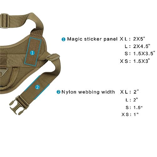 Excellent Elite SPANKERTactical Dog Vest Training Military Patrol Service Dog Harness Adjustable Nylon Dog Harness with Handle(Brown-L) - color: Coyote Brown, size: L