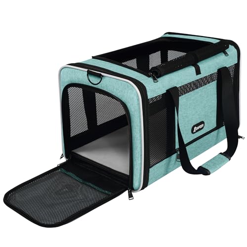 GAPZER Cat Carrier 18"x11"x11" TSA Approved Ventilated Top Open Softsided Pet Air Travel Bag, Small Animal Basic Crate Shih Tzu Dog Kennel Carry Case, 4-Mesh-Side Kitty Carry on up to 20lbs Teal - color: Turquoise