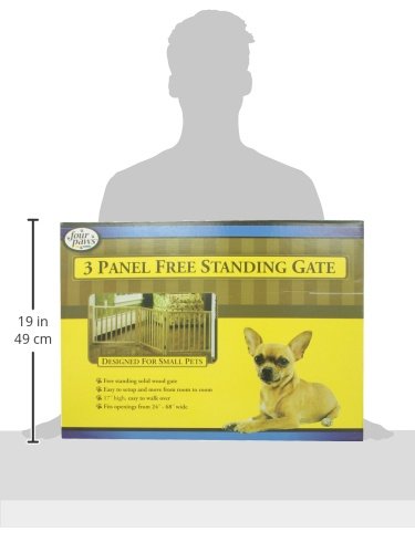 Four Paws Expandable Dog Gate, Wood Gate for Dogs, 3-Panel 24-68" W x 17" H