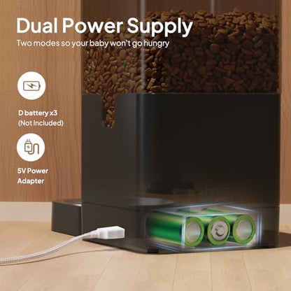 VOLUAS Cat Dry Food Dispenser with Timer, Automatic Cat Feeders with Desiccant Bag, Programmable Portion Size Control 4 Meals Per Day, 10s Voice Recorder | Programmable Portion Control, Up to 4 Meals Daily, Dual Power Supply, Power-Off Memory, 10-Second V
