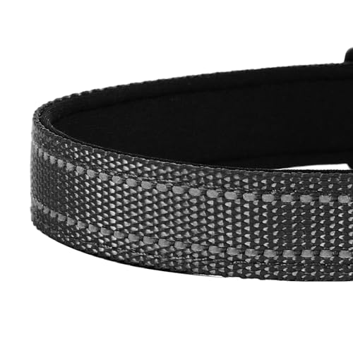 Reflective Dog Collar, Adjustable Soft Neoprene Padded Nylon Pet Collars with Buckle for Small Dogs, Black,S - color: Black, size: Small