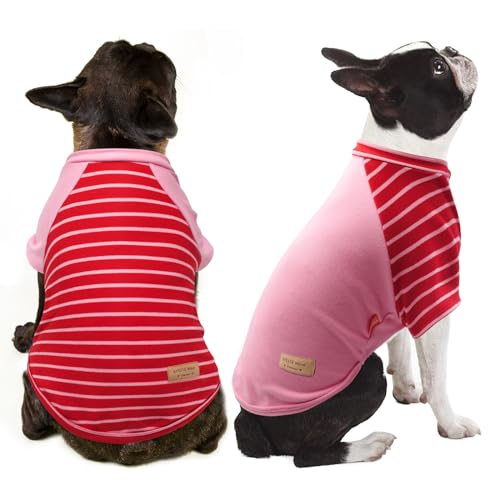 KYEESE 2Pack Dog Sweater, Soft Puppy Sweatshirt Stretchy Pullover Dog Sweater for Small Dogs Girl Boy, Lightweight Fleece Cat Shirt Pet Clothes with Sleeves, M - color: 10# Pink, size: Medium (8.5-13lbs)