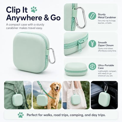 ZBBOPQ Portable Dog Bowl, Collapsible 2-in-1 Travel Dog Bowls with Carabiner Clip, Silicone Double Pet Food and Water Dish for Outdoor Camping and Hiking (Green) - color: Green