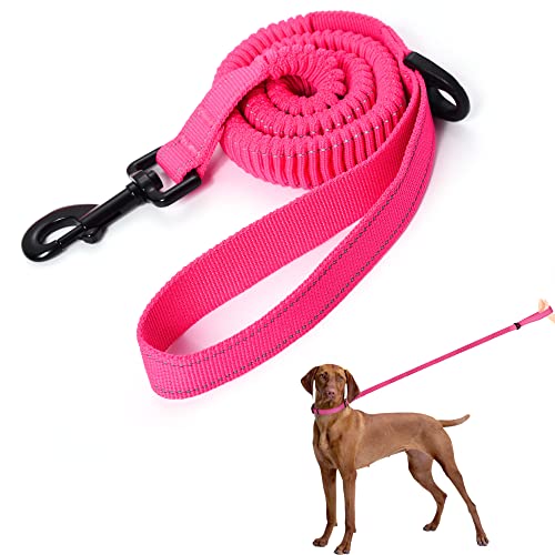 Mile High Life | Bungee Dog Leash | Gentle Pull Training Lead | Soft Comfort Texture | 3-5 Feet | for Dogs/Cats Under 20 lb (Pink) - color: 3-5 feet-Pink