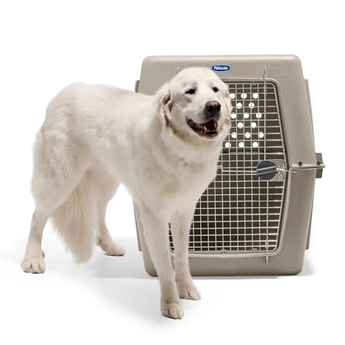 Petmate Ultra Vari Dog Kennel - Portable Crate for Extra Large Dogs 90-125 lbs - Airline-Friendly - Heavy-Duty Plastic Shell - For Home and Travel - Made in USA - 48 Inches - Taupe