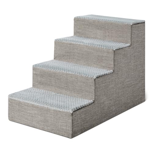 Amazon Basics Dog Steps, 18.7" H, 4-Step Pet Stairs for High Bed Couch and Sofa, Non-Slip Bottom, for Indoor Dogs and Cats, Grey - size: 4-Step