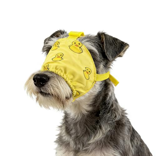 NACOCO Dog Calming Cap Eye Mask Ducks Nylon Shading Pet Anxiety Mask Muzzle for Grooming Anti Car Sickness (Yellow, S) - color: Yellow Duck, size: S