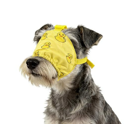NACOCO Dog Calming Cap Eye Mask Ducks Nylon Shading Pet Anxiety Mask Muzzle for Grooming Anti Car Sickness (Yellow, S) - color: Yellow Duck, size: S