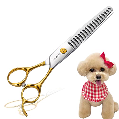 Dog Thinning Shears for Grooming 6.75" Chunker Shears Quickly Thinning Thick Hair Professional Dog Grooming Scissors for Small Dogs Right Handed Groomer Japan 440C 18 Teeth(Chunker, Gold) - size: 7 inch, style: Chunker