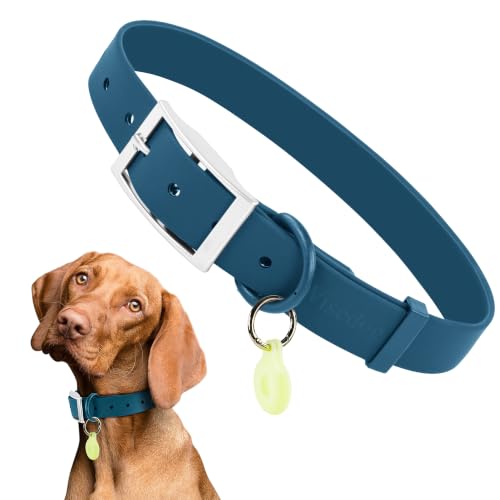 Wisedog Small Puppy Collar, XS 7"-10" × 1/2 in, Blue | Soft Rubber Coated Webbing, Cute Pet Collars, For Small Dogs Cats - color: Navy