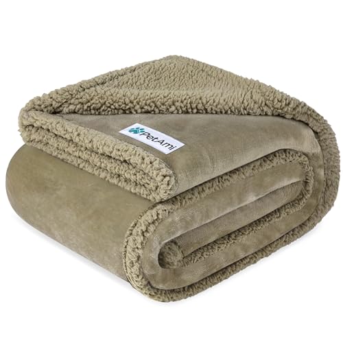 PetAmi Waterproof Dog Blanket for Couch, Pee Proof Sherpa Fleece Reversible Pet Throw, Furniture Protector for Bed Sofa Kennel, Soft Washable Cover for Small Medium Dog Puppy Cat, 29x40 Taupe Sherpa - color: Taupe/Taupe Sherpa, size: Medium 29 X 40 Inches