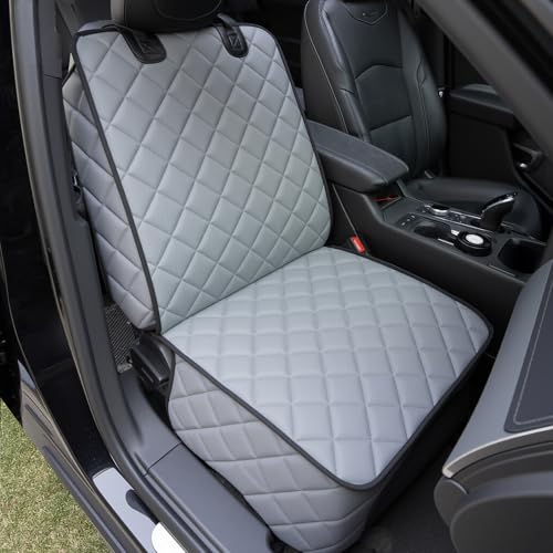 Waterproof Car Front Seat Cover for Dogs, PU Leather Car Seat Protector for Pets,Nonslip Scratchproof Front Passenger seat Covers Fits for Cars, Trucks, SUVs (Grey, Front Seat Cover) - color: Grey, size: Standard Front Seat Cover