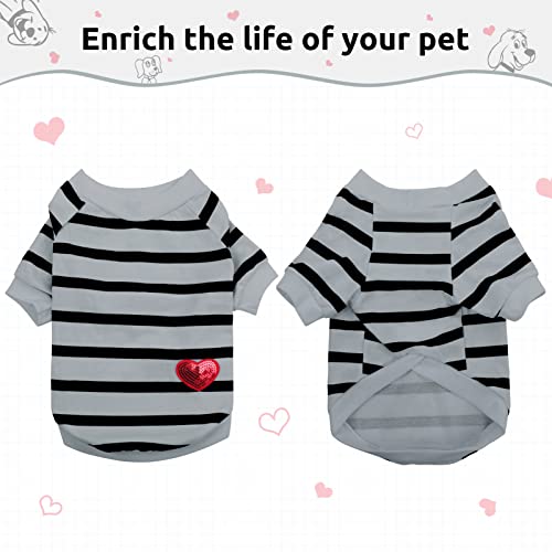 Pet Dog Striped T-Shirt Dogs Cats Cotton Vest Spring Summer Pet Apparel Tee Shirt Suitable for Small and Medium Large Pets French Bulldog Bichon - color: Grey, size: X-Small