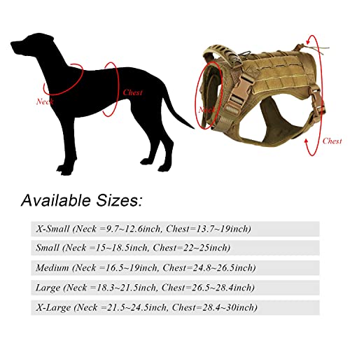 Tactical Service Dog Vest Harness for Medium Large Dog, Military K9 Training Dog Vest with Molle System Adjustable Tactical German Shepherd Harnesses with Handle - color: Khaki, size: Large (Pack of 1)