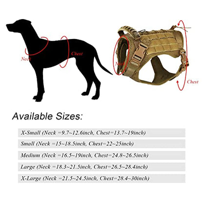 Tactical Service Dog Vest Harness for Medium Large Dog, Military K9 Training Dog Vest with Molle System Adjustable Tactical German Shepherd Harnesses with Handle - color: Khaki, size: Large (Pack of 1)