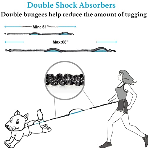 iYoShop Retractable Hands Free Dog Leash - Dual Handle Bungee Waist Leash for Small, Medium and Large Dogs (Medium/Large, 25-150 lbs, Black) - size: Medium/Large