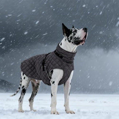 Kuoser Dog Coat Warm Fleece Lining Turtleneck Dog Jacket with Harness Built-in, Adjustable Windproof Cold Weather Coats with Quick Release Buckle Pet Winter Snowsuit for Extra Small Dogs, Grey XS - color: Grey, size: X-small (Chest Girth: 13.7")