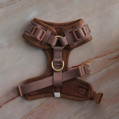 Premium No-Pull Dog Harness Soft Neoprene & Breathable Mesh Vest with Front & Back Clip D-Rings Adjustable Lightweight Walking Harness for Puppies, Small & Medium Dogs (Bronze Brown Gold, M) - color: Bronze Brown Gold, size: M: Neck=15.4-20.1''/Chest=18.1