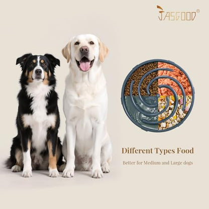 JASGOOD Slow Feeder Dogs Bowl for Large Medium Dogs,Anti-Gulping Pet Slower Food Feeding Bowls Stop Bloat,Preventing Choking Healthy Design Dogs Bowl - color: G-Ink Blue