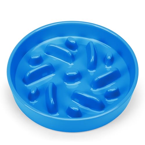 Ceramic Slow Feeder Dog Bowl, 2 Cups Dog Food Bowls for Small, Medium, and Large Breed, Anti-Slip Puzzle Food Dish to Slow Down Eating (Blue, 2 Cups) - color: Maze - Blue
