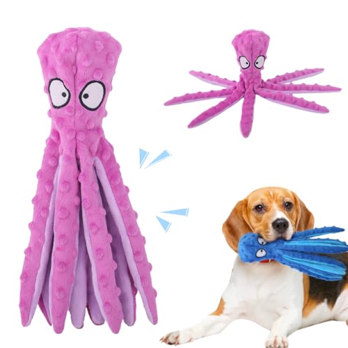 AprYew Octopus Dog Toys, No Stuffing Crinkle Dog Toys for Aggressive Chewers, Durable Interactive Chew Toys for Small, Medium and Large Dogs Training and Reduce Boredom (Purple) - color: Purple