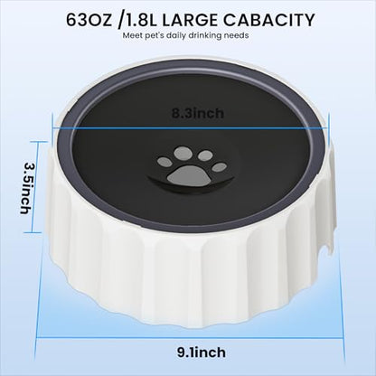 Dog Small Animals Water Bowl No Spill 70oz/2L Large Capacity Dispenser Non Slip No Splash Small Animals Bowl Pet Slow Feeder No Drip Dog Water Bowl on Vehicle for Dogs and Cats - Black - color: Black