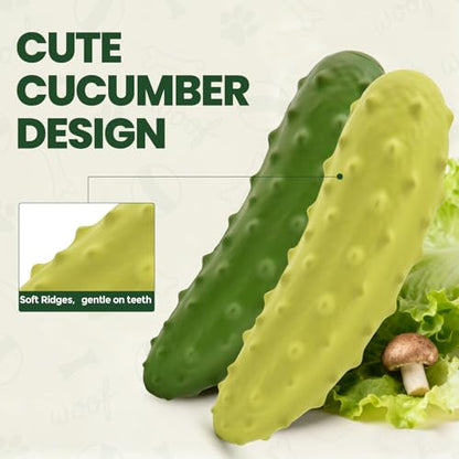LIFLIX Tough Squeaky Dog Toys, Durable Dog Chew Toy with Natural Rubber, Teething Toys for Medium Large Breeds, Cucumber Pickle Shape, Yellow - color: yellow