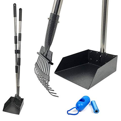 Outdoor Waste Can, Poop Scoop with Rake, Bag Roll 3-Pack Bundle