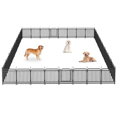 Thickened Dog Playpen Foldable Metal Yard Fence32/43inch Compact Portable Animal Barrier Fence for Indoor Outdoor (32 Panels, 32 inch) - size: 32 inch